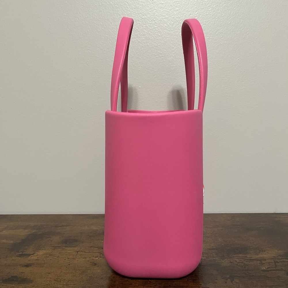 Barbie 65th Anniv Miniso Bogg Style Eva Tote Beach Lunch Pink Bag With Charms - Picture 7 of 14